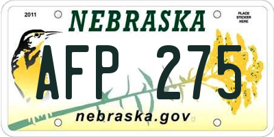 NE license plate AFP275