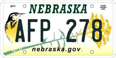 NE license plate AFP278
