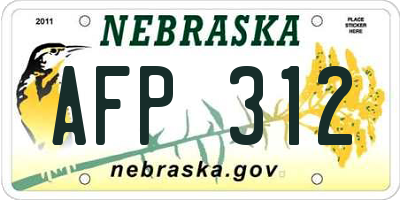 NE license plate AFP312