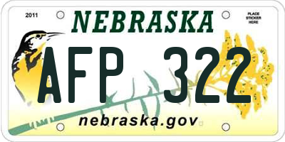NE license plate AFP322