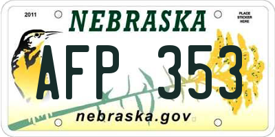 NE license plate AFP353