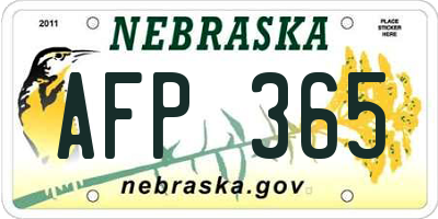 NE license plate AFP365