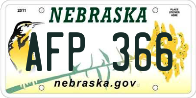 NE license plate AFP366