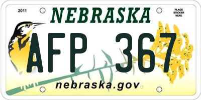 NE license plate AFP367