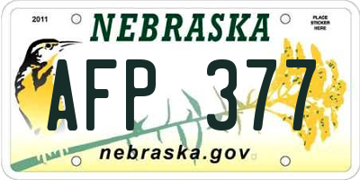 NE license plate AFP377