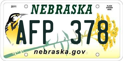 NE license plate AFP378