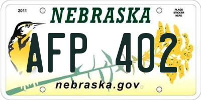 NE license plate AFP402