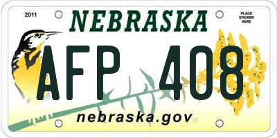 NE license plate AFP408