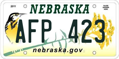 NE license plate AFP423