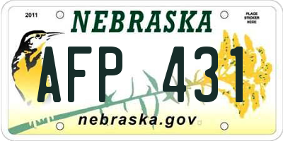 NE license plate AFP431