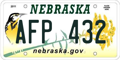 NE license plate AFP432