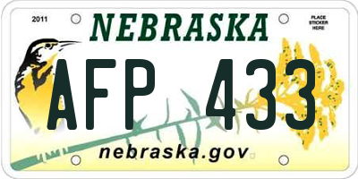NE license plate AFP433