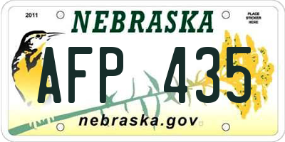 NE license plate AFP435