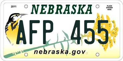 NE license plate AFP455