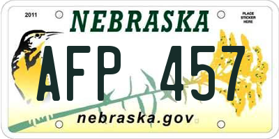 NE license plate AFP457