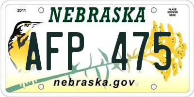NE license plate AFP475