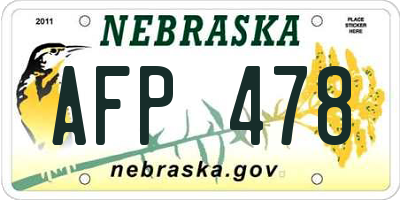 NE license plate AFP478