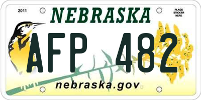 NE license plate AFP482