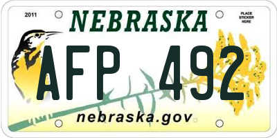 NE license plate AFP492
