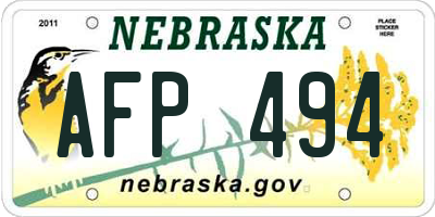 NE license plate AFP494