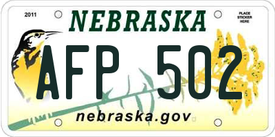 NE license plate AFP502