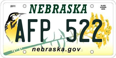 NE license plate AFP522