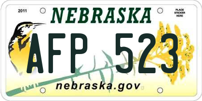 NE license plate AFP523