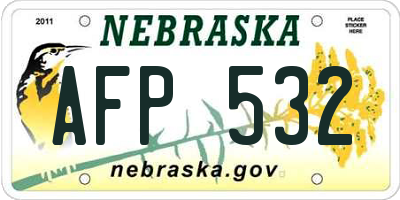 NE license plate AFP532