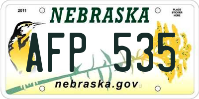 NE license plate AFP535