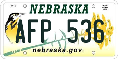 NE license plate AFP536