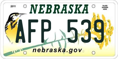 NE license plate AFP539