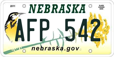 NE license plate AFP542