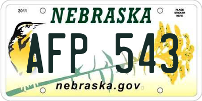 NE license plate AFP543