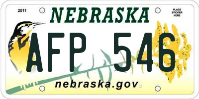 NE license plate AFP546