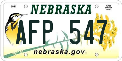 NE license plate AFP547