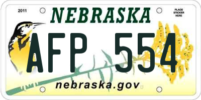 NE license plate AFP554