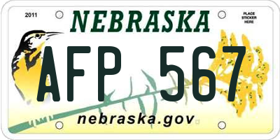 NE license plate AFP567