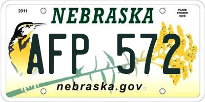 NE license plate AFP572