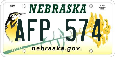 NE license plate AFP574