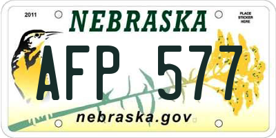 NE license plate AFP577