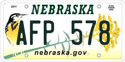 NE license plate AFP578