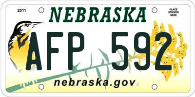 NE license plate AFP592
