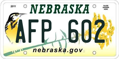 NE license plate AFP602