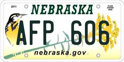 NE license plate AFP606