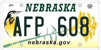 NE license plate AFP608