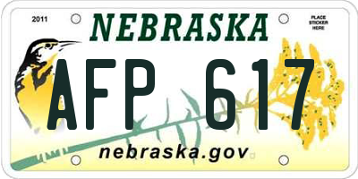 NE license plate AFP617