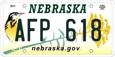 NE license plate AFP618