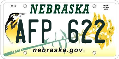 NE license plate AFP622
