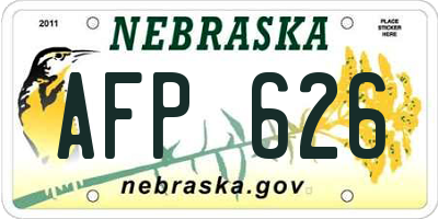 NE license plate AFP626