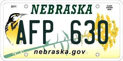 NE license plate AFP630